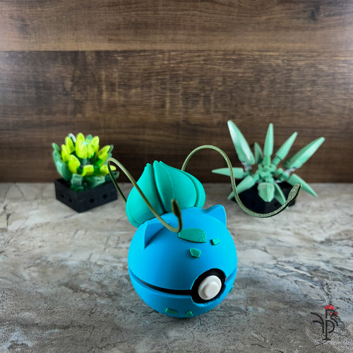 Bulbasaur-Inspired Monster Ball Figure